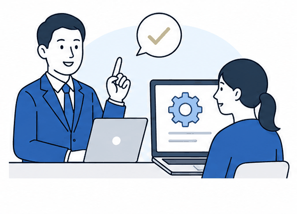 納品・操作レクチャーのイラスト